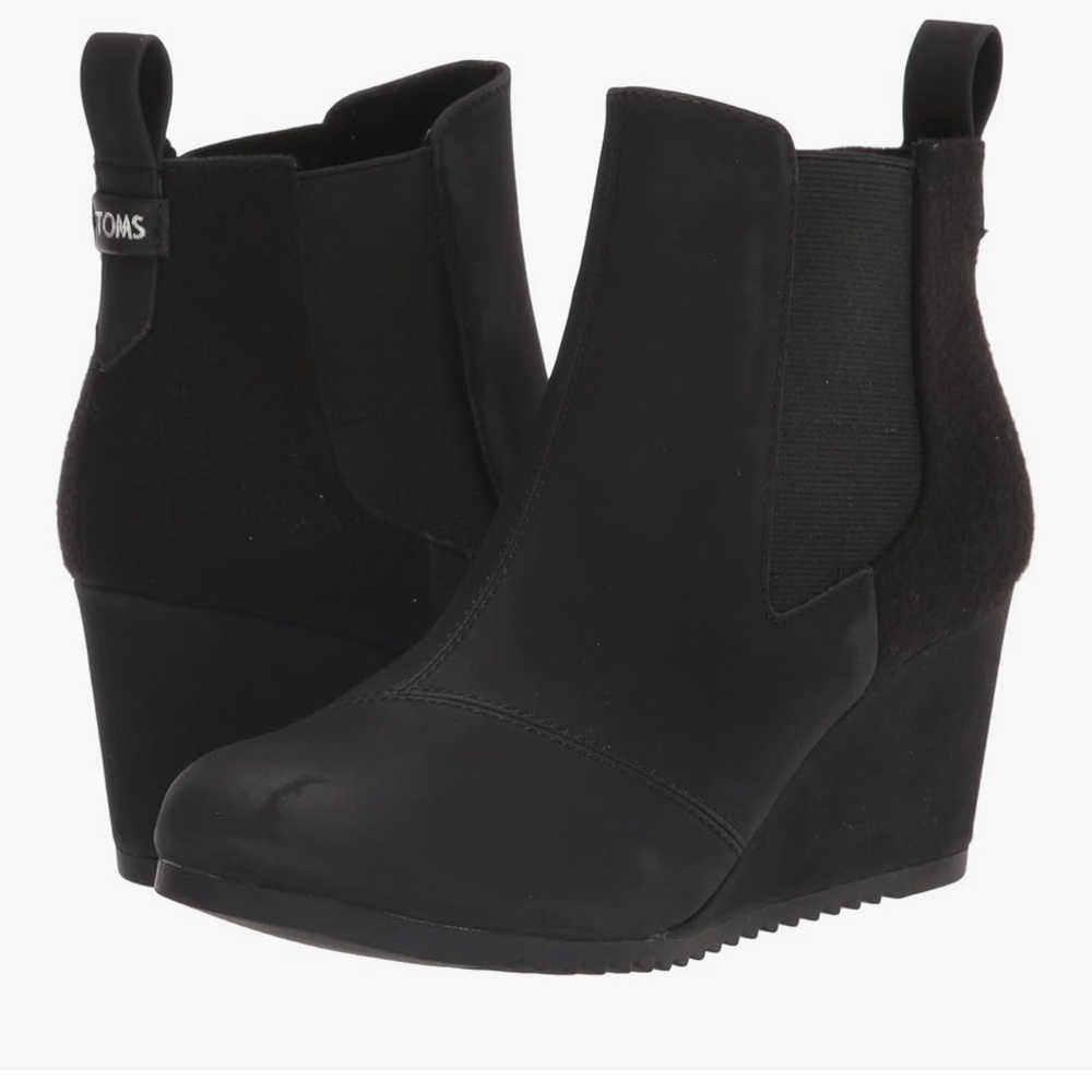 Black Wedge TOMS Ankle Boots